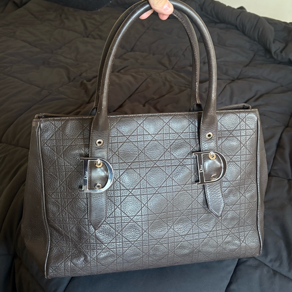 Large Dior chocolate Leather shoulder bag